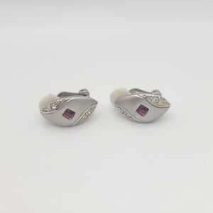 Vintage Silver and Purple clup on Earrings